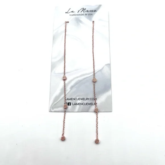 Rose Gold Dangle Earrings - Picture 2 of 4